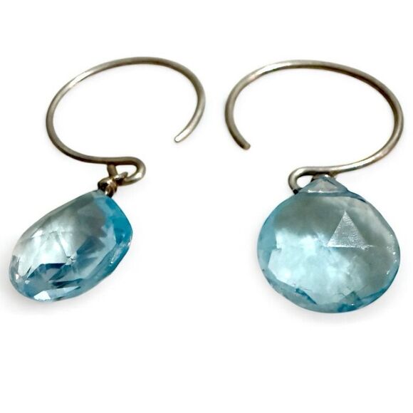 DAINTY BLUE DROP EARRINGS – STERLING-LOOK HANDMADE STYLE - Picture 5 of 17